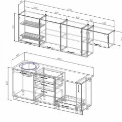 Кухонный гарнитур Антрацит 2550 (Стол. 26мм) в Югорске - yugorsk.mebel24.online | фото 2