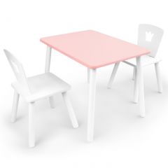 Комплект детской мебели стол и два стула Корона  (Розовый/Белый/Белый) в Югорске - yugorsk.mebel24.online | фото