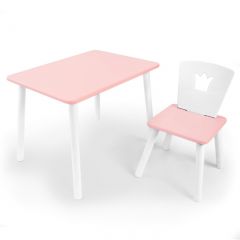 Комплект детской мебели стол и стул Корона (Розовый/Розовый/Белый) в Югорске - yugorsk.mebel24.online | фото