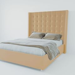 Кровать Венеция ЛЮКС с ПМ 1600 (экокожа бежевая) в Югорске - yugorsk.mebel24.online | фото 2