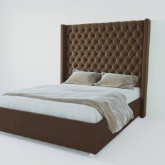 Кровать Версаль ЛЮКС с ПМ 2000 (экокожа коричневая) в Югорске - yugorsk.mebel24.online | фото