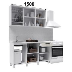 Кухня ДИОР 1.5 м (белый/дуб крафт белый) в Югорске - yugorsk.mebel24.online | фото 2