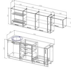 Кухонный гарнитур Вегас 2550 (Стол. 26мм) в Югорске - yugorsk.mebel24.online | фото 2