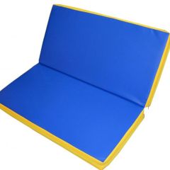 Мат гимнастический 1х1х0,08м складной цв. синий-желтый в Югорске - yugorsk.mebel24.online | фото 1