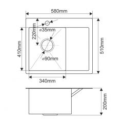 Мойка HD5851L MELANA ProfLine 3,0/200 САТИН врезная прямоугольная с коландером HD5851L в Югорске - yugorsk.mebel24.online | фото 2