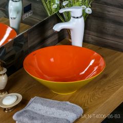 Накладная раковина melana mln-t4006-b6+b3 (желто-красная) в Югорске - yugorsk.mebel24.online | фото