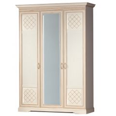 Шкаф для одежды 3-дверный №800 Парма кремовый белый в Югорске - yugorsk.mebel24.online | фото