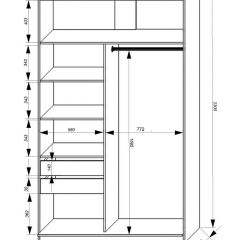 Шкаф-купе 1400 серии SOFT D1+D3+B2+PL1 (2 ящика+1штанга) профиль «Графит» в Югорске - yugorsk.mebel24.online | фото 3