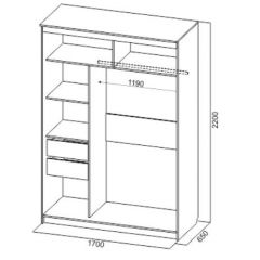 Шкаф-купе №19 Серия 3 Квадро (1700) Ясень Анкор светлый в Югорске - yugorsk.mebel24.online | фото 4