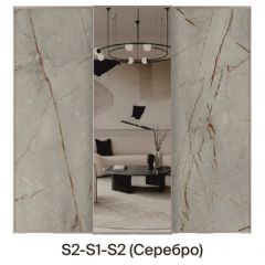 Шкаф-купе 1950 серии SILVER S5+S5+S5 B22+PL4 (по 2 ящика лев/прав+F обр.штанга) профиль «Серебро» в Югорске - yugorsk.mebel24.online | фото 7