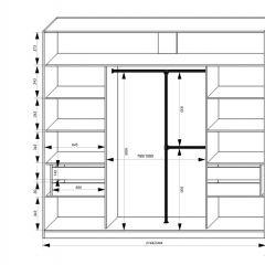 Шкаф-купе 2450 серии NEW CLASSIC K4+K4+K4+B22+PL4 (по 2 ящика лев/прав+F обр.штанга) профиль «Капучино» в Югорске - yugorsk.mebel24.online | фото 3
