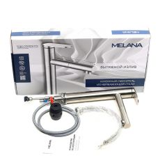 Смеситель д/кухни MELANA-F610303 Stello нерж.сталь, однорычажный, сатин, вытяжной излив в Югорске - yugorsk.mebel24.online | фото 2