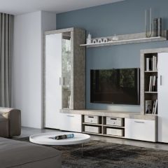 Стенка SKYE (Beton Jasny Atelier/белый) в Югорске - yugorsk.mebel24.online | фото