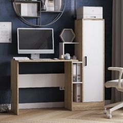 Стол компьютерный СКМ-2 ЛДСП Белый/Дуб сонома в Югорске - yugorsk.mebel24.online | фото