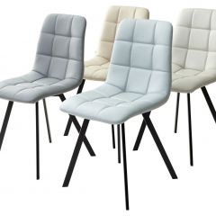 Стул CHILLI SQUARE HK017-02 серо-бежевый, PU/ черный каркас М-City в Югорске - yugorsk.mebel24.online | фото 3