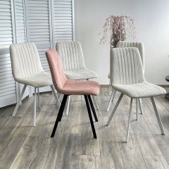 Стул ELVIS WZ2042-01 молочный фактурный велюр / белый каркас М-City в Югорске - yugorsk.mebel24.online | фото 2