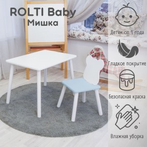 Детский комплект стол и стул «Мишка» Rolti Baby  (голубая столешница/белое сиденье/белые ножки) в Югорске - yugorsk.mebel24.online | фото