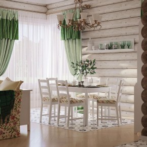 Комлект Вествик обеденный стол и четыре стула, массив сосны, цвет белый в Югорске - yugorsk.mebel24.online | фото 1