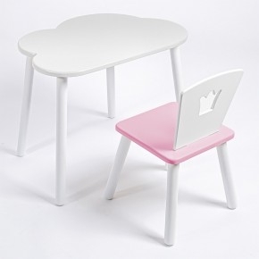 Комплект детский стол ОБЛАЧКО и стул КОРОНА ROLTI Baby (белая столешница/розовое сиденье/белые ножки) в Югорске - yugorsk.mebel24.online | фото