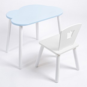 Комплект детский стол ОБЛАЧКО и стул КОРОНА ROLTI Baby (голубая  столешница/белое сиденье/белые ножки) в Югорске - yugorsk.mebel24.online | фото