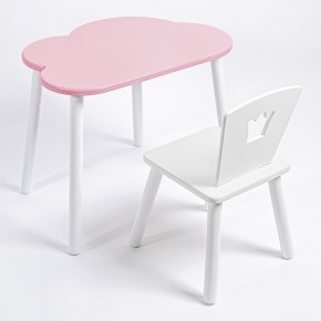 Комплект детский стол ОБЛАЧКО и стул КОРОНА ROLTI Baby (розовая столешница/белое сиденье/белые ножки) в Югорске - yugorsk.mebel24.online | фото