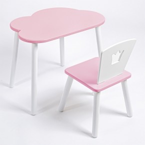 Комплект детский стол ОБЛАЧКО и стул КОРОНА ROLTI Baby (розовая столешница/розовое сиденье/белые ножки) в Югорске - yugorsk.mebel24.online | фото 1