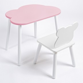 Комплект детский стол ОБЛАЧКО и стул МИШКА ROLTI Baby (розовая столешница/белое сиденье/белые ножки) в Югорске - yugorsk.mebel24.online | фото 1