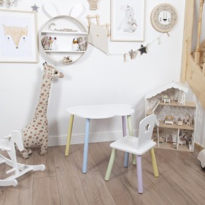 Комплект детский стол ОБЛАЧКО и стул ЗВЕЗДА ROLTI Baby (белая столешница/белое сиденье/цветные ножки) в Югорске - yugorsk.mebel24.online | фото