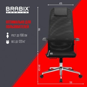 Кресло BRABIX PREMIUM "Ultimate EX-801" хром, плотная двойная сетка Х2, черное, 532917 в Югорске - yugorsk.mebel24.online | фото 7