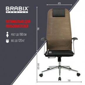 Кресло BRABIX PREMIUM "Ultimate EX-801" хром, плотная двойная сетка Х2, черное/коричневое, 532920 в Югорске - yugorsk.mebel24.online | фото 6