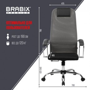 Кресло офисное BRABIX PREMIUM "Ultimate EX-800" хром, плотная двойная сетка Х2, черное/серое, 532912 в Югорске - yugorsk.mebel24.online | фото 3