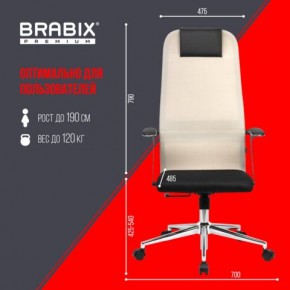 Кресло офисное BRABIX PREMIUM "Ultimate EX-801" хром, плотная двойная сетка Х2, черное/бежевое, 532919 в Югорске - yugorsk.mebel24.online | фото 6