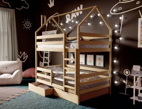 Кровать-домик двухъярусная 80*190 без покраски в Югорске - yugorsk.mebel24.online | фото