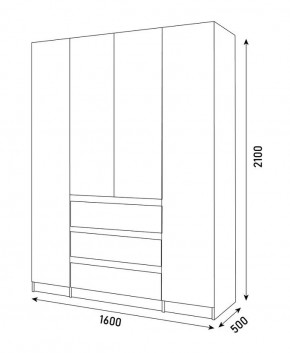 ПАРУС Шкаф 4-х ств. 1600 в Югорске - yugorsk.mebel24.online | фото 3