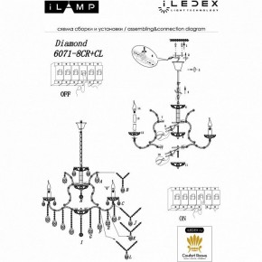 Подвесная люстра iLamp Diamond 6071-8 CR+CL в Югорске - yugorsk.mebel24.online | фото 2