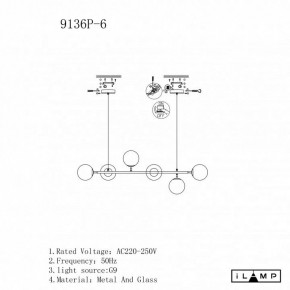 Подвесная люстра iLamp Golden 9136P/6 BK-WH в Югорске - yugorsk.mebel24.online | фото 3