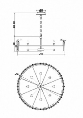 Подвесной светильник Maytoni Puntes MOD043PL-08CH в Югорске - yugorsk.mebel24.online | фото 4