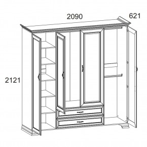 Шкаф 4D2S Z, TIFFANY, цвет вудлайн кремовый в Югорске - yugorsk.mebel24.online | фото 1