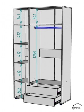 Шкаф Linnea MHR-3PO-2 2050х1200х510 (Белый-М 11.1.2) в Югорске - yugorsk.mebel24.online | фото 3