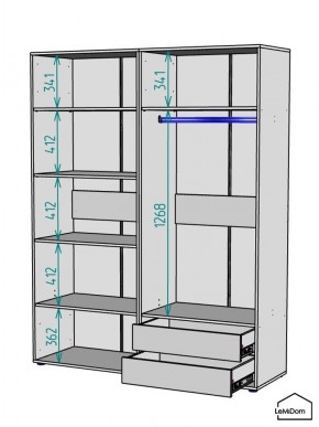 Шкаф Linnea MHR-4PO-2 2050х1600х510 (Белый-М 11.1.1) в Югорске - yugorsk.mebel24.online | фото 3