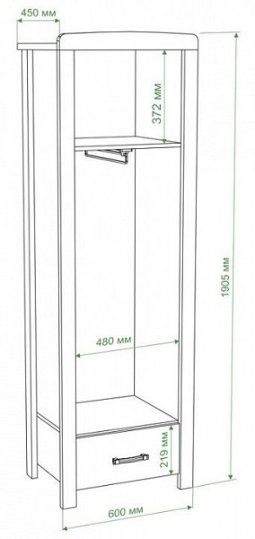 Шкаф платяной Бартоло Ш1Д в Югорске - yugorsk.mebel24.online | фото 2