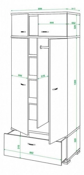 Шкаф платяной Домино КС-20 в Югорске - yugorsk.mebel24.online | фото 3