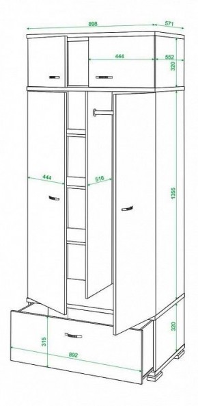 Шкаф платяной Домино КС-20 в Югорске - yugorsk.mebel24.online | фото 3