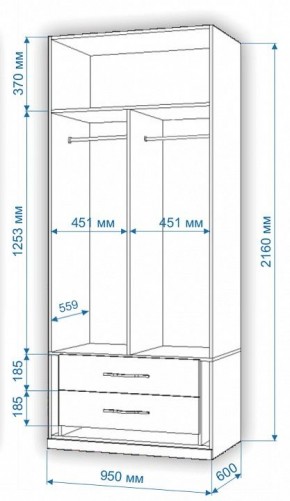 Шкаф платяной Нобиле Пл-95/60 в Югорске - yugorsk.mebel24.online | фото 2