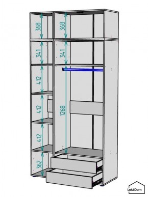 Шкаф с антресолью Linnea MHR-3A-2 2450х1200х510 (Графит-М 11.1.25) в Югорске - yugorsk.mebel24.online | фото 3