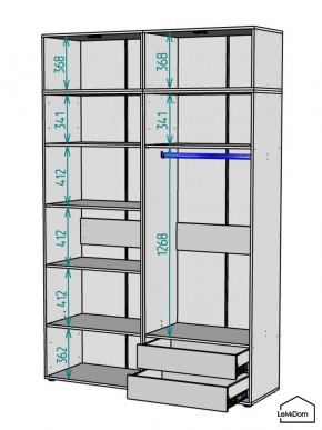 Шкаф с антресолью Linnea MHR-4A-2 2450х1600х510 (ДВ-М 11.1.25) в Югорске - yugorsk.mebel24.online | фото 3