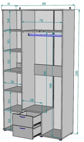 Шкаф с зеркалом Ольга H54_M в Югорске - yugorsk.mebel24.online | фото 2