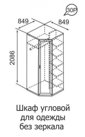 Шкаф угловой для одежды Ника-Люкс 30 без зеркал в Югорске - yugorsk.mebel24.online | фото 3