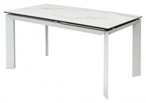 Стол CREMONA 140 HIGH GLOSS STATUARIO Белый мрамор глянцевый, керамика/ белый каркас, ®DISAUR в Югорске - yugorsk.mebel24.online | фото 1