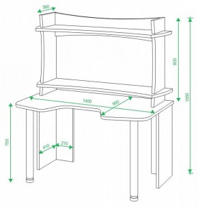 Стол компьютерный Домино lite СКЛ-Игр140 в Югорске - yugorsk.mebel24.online | фото 2